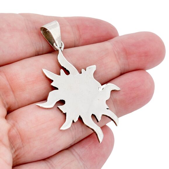 Vintage Mexico Sterling Silver 925 Sun Pendant - Picture 1 of 7